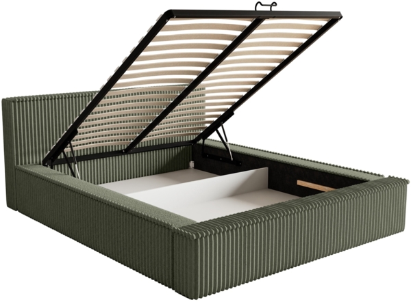 Selsey 'Affolio' Polsterbett mit Breitcord-Bezug und Stauraum, khaki, 140x200 cm Bild 4