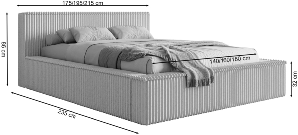 Selsey 'Affolio' Polsterbett mit Breitcord-Bezug und Stauraum, khaki, 140x200 cm Bild 5