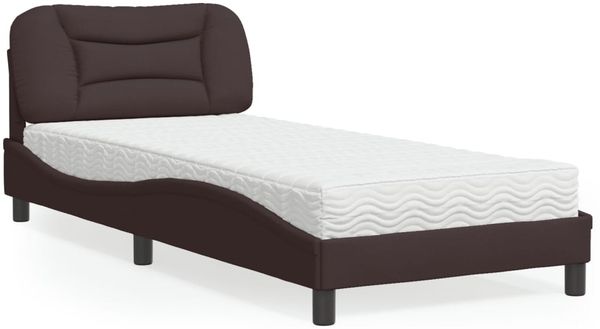 vidaXL Bett mit Matratze "Hvar" Dunkelbraun 90x190 cm Stoff 3208502
