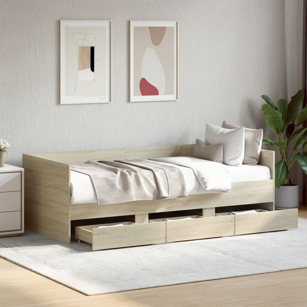 vidaXL Tagesbett mit Schubladen ohne Matratze Sonoma-Eiche 90x200 cm 3280820