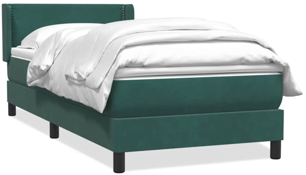 vidaXL Boxspringbett mit Matratze Dunkelgrün 80x220 cm Samt 3318054