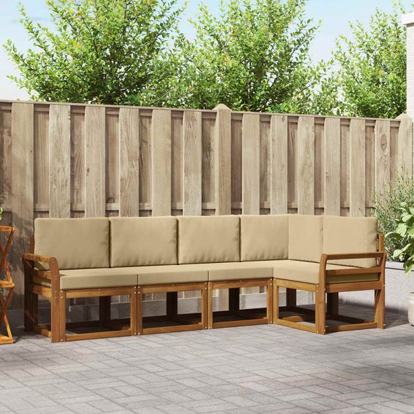 vidaXL Outdoor-Sofagarnitur mit Kissen 5 pcs Natur und Beige 3366396