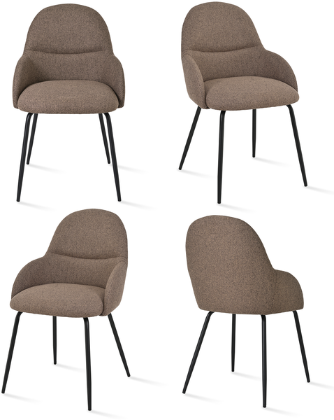 GOEURVANT 1438 Esszimmerstühle 4er-Set, Webstoff - Mokkabraun