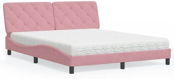 vidaXL Bett mit Matratze Rosa 160x200 cm Samt 3208669
