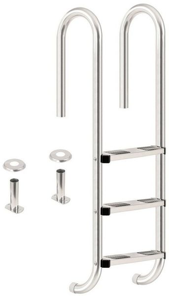 Zelsius Poolleiter Zelsius Edelstahl Poolleiter mit 3 Stufen, 50 x 26,5 x 132 cm