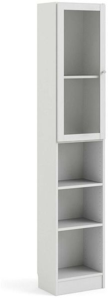 Dmora Bücherregal Greg, Büroregal, Mobiler Buchhalter, Bücherbrett, 41x28 h203 cm, Weiß