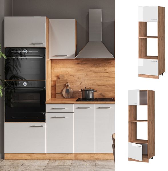 Vicco Küchenschrank Küchenzeile R-Line, Weiß Hochglanz, Mikrowellenschrank 60 cm Bild 2