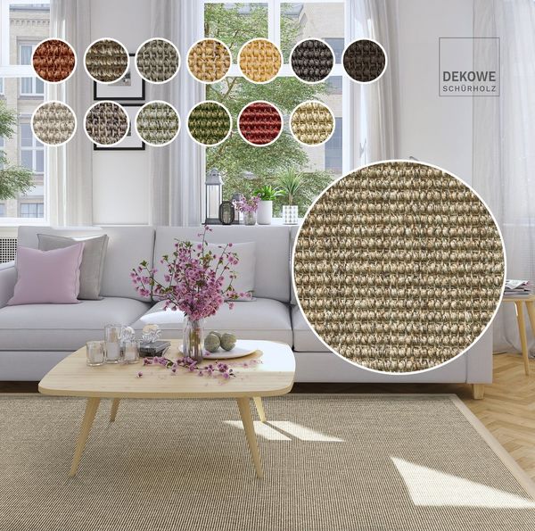 Dekowe Sisalteppich Mara S2 mit Bordüre, rechteckig, Höhe: 5 mm, Flachgewebe, Material: 100% Sisal, Wohnzimmer, Kundenliebling