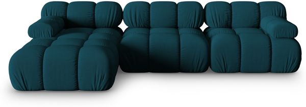 Micadoni Modulares Ecksofa Bellis 4-Sitzer Links 3D-Stoff Sonic Marineblau
