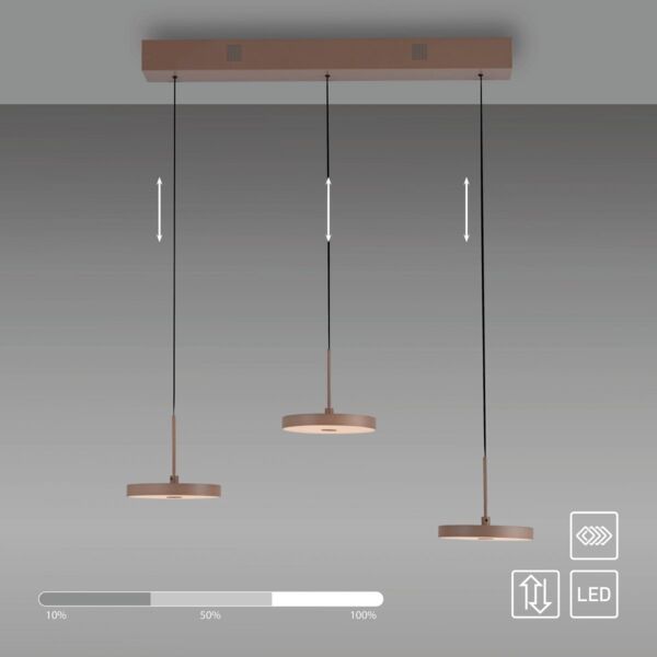 JUST LIGHT 13141-39 PLATA Pendelleuchte 3-flaming sandfarben 3000K