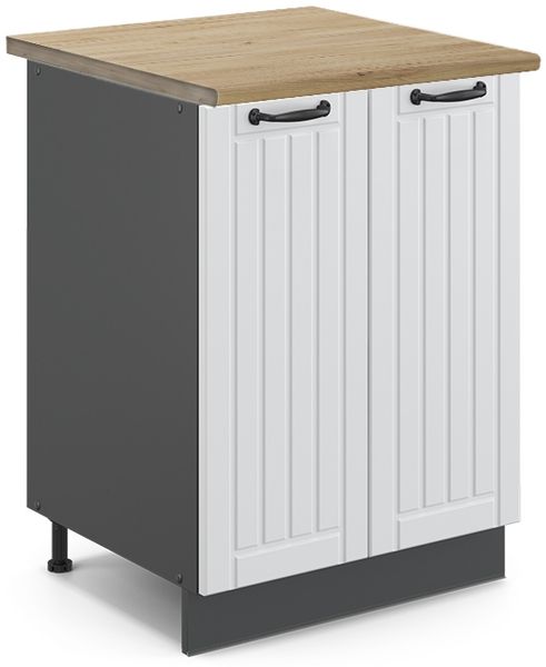 Küchenunterschrank Fame-Line Weiß Landhaus 60 cm , AP Eiche Vicco
