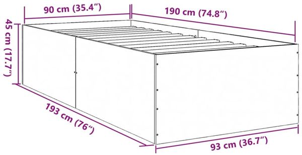 vidaXL Bettgestell Räuchereiche 90x190 cm Holzwerkstoff 3280976 Bild 10