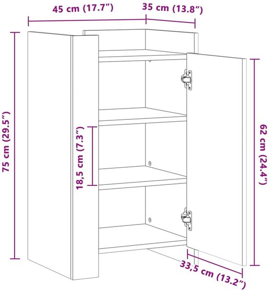 vidaXL Sideboard Sonoma-Eiche 45x35x75 cm Holzwerkstoff 848397 Bild 11