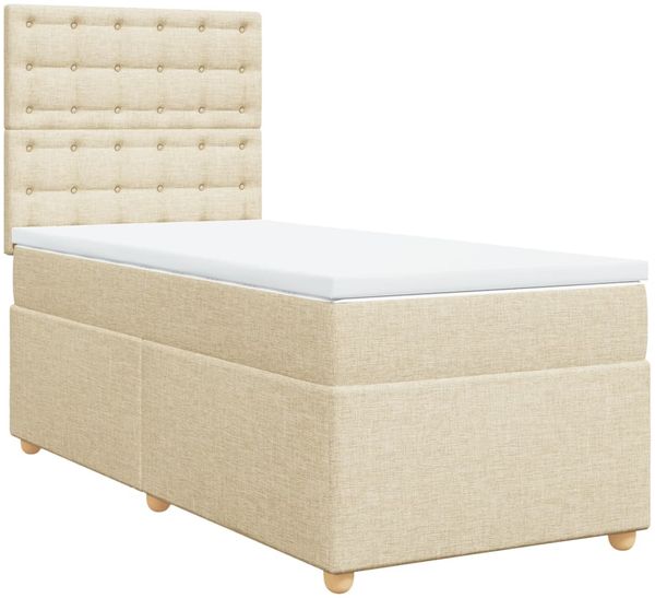 vidaXL Boxspringbett mit Matratze Creme 80x200 cm Stoff 3293426 Bild 3