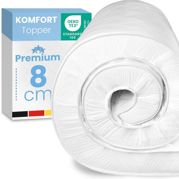 ELONEO Komfortschaum Topper Matratzenauflage, 8 cm dick, 90x190 cm