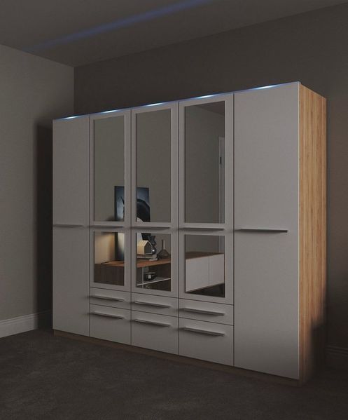 priess Kleiderschrank Schrank Garderobe Wäscheschrank Barcelona in 5 Breiten viel Stauraum, geräumige Schubkästen, mit Spiegel, MADE IN GERMANY