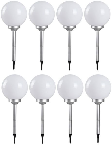 8er Set LED Solar Steckleuchten, Kugelform, 30 cm, SOLAR