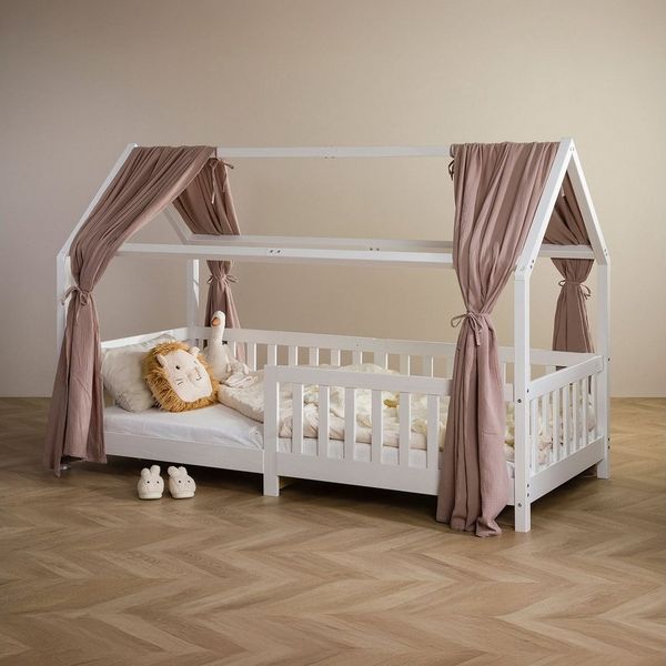 IDIMEX Betthimmel NENA, Betthimmel Hausbett Deko Musselin Baldachin aus 100% Baumwolle beige