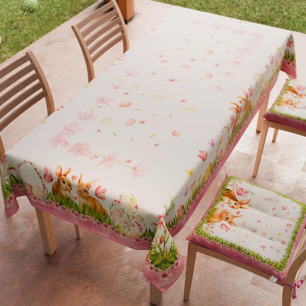 Petti Artigiani Italiani - Tischdecke für Ostern, schmutzabweisend, quadratisch, für die Küche, Blumendesign, X4 Plätze (140x140 cm), 100% Made in Italy
