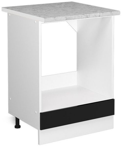 Herdumbauschrank R-Line Schwarz Hochglanz 60 cm , AP Marmor Vicco