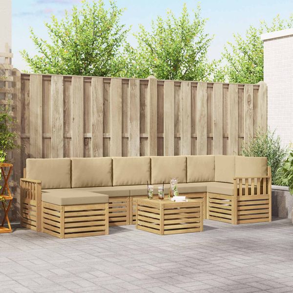 vidaXL Outdoor-Sofagarnitur 7 pcs Weiß und Beige 59 x 59 x 37 cm 3392228