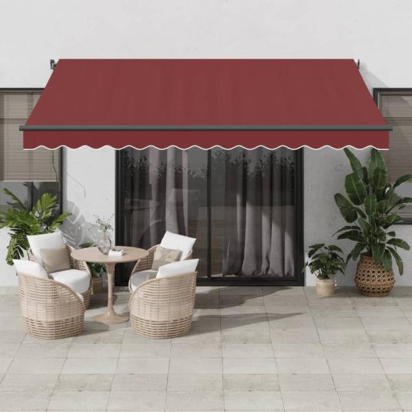 vidaXL Markise Manuell mit LEDs Weinrot 400x300 cm 3310187