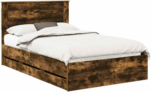 vidaXL Bettrahmen Geräucherte Eiche 135 x 190 cm Ingenieurs Holz 3410185
