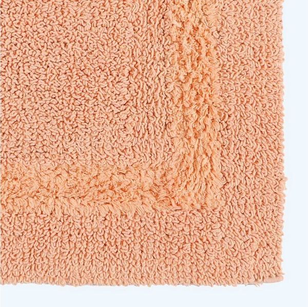 Homescapes Premium WC-Vorleger apricot, Baumwoll-Badematte 50x55 cm mit Wende-Design, WC-Teppich mit Ausschnitt