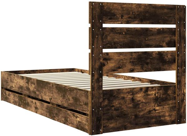 vidaXL Bettrahmen Geräucherte Eiche 90 x 190 cm Ingenieurs Holz 3411866 Bild 10