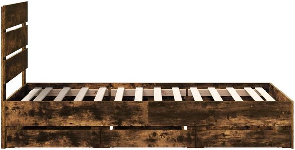 vidaXL Bettrahmen Geräucherte Eiche 90 x 190 cm Ingenieurs Holz 3411866 Bild 9