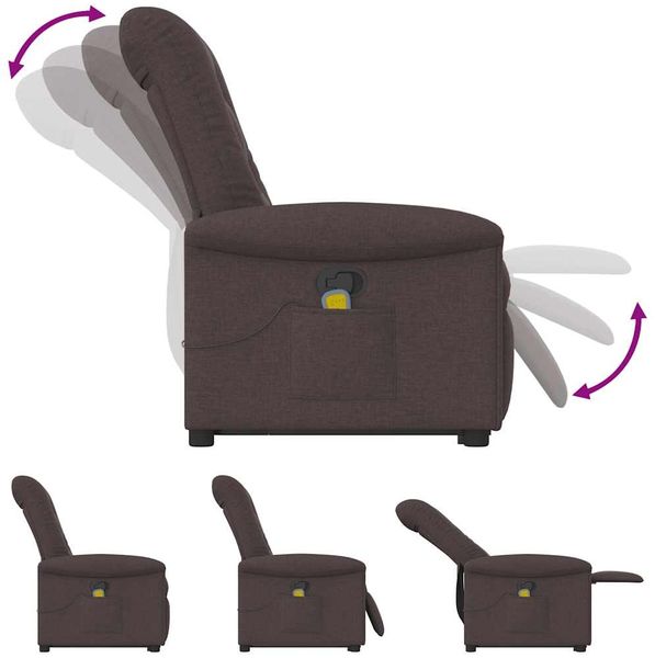vidaXL Massagesessel mit Aufstehhilfe Dunkelbraun Stoff 3303269 Bild 8