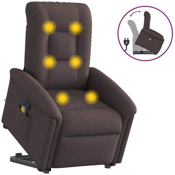vidaXL Massagesessel mit Aufstehhilfe Dunkelbraun Stoff 3303269