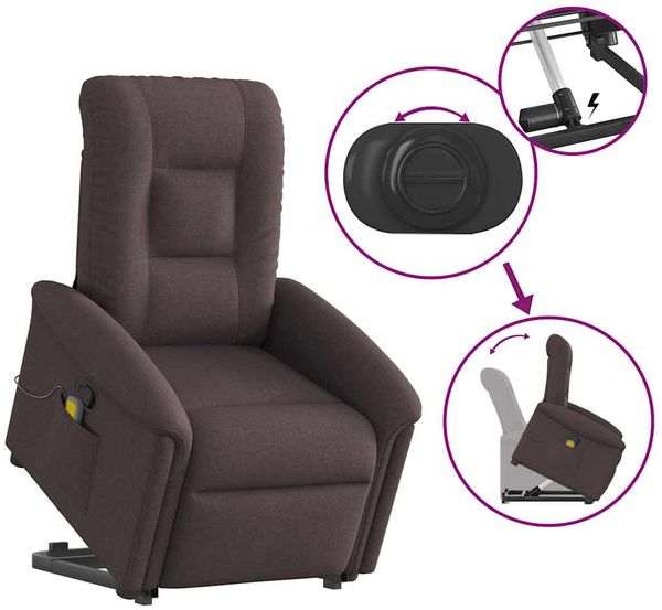 vidaXL Massagesessel mit Aufstehhilfe Dunkelbraun Stoff 3303269 Bild 9