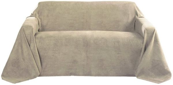 Beautissu Romantica Tagesdecke Plaid Wildlederoptik Natur, 280 x 210 x 1 cm