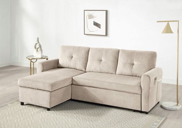ATLANTIC home collection Schlafsofa Gustavo L-Form, B: 199 cm, mit Bettfunktion, Bettkasten & seitlichen Taschen