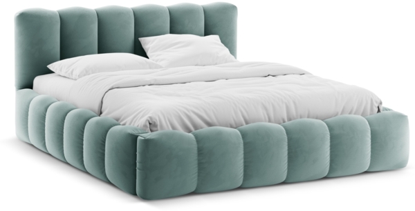 Micadoni Stauraumbett mit Kopfteil Lupine Samt Paris Minze 160x200