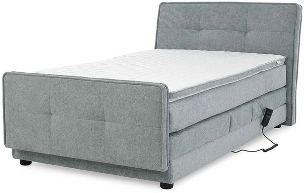 Boxspringbett Pia / Paloma, Holzwerkstoff, Stoff, Grau, 131 x 102 x 230 cm