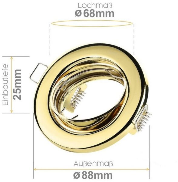 Sweet LED Deckenspot 10er Set GU10 schwenkbar Einbaustrahler Gold, ohne Leuchtmittel, Einbauspots, Deckenspots, Deckenlampe