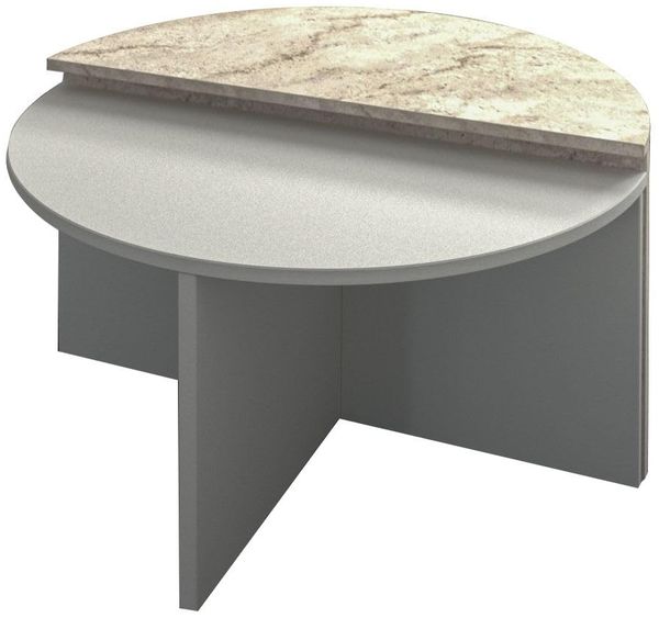 Modern Coffee Table Set (2 Pieces), Grey & Travertine, 70 cm | 100% Melamine Coated Particle Board, 18 mm Thick | Stylish Marble Design for Contemporary Living Spaces