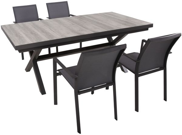Garden Pleasure Tischgruppe RANA Set 08, 5-tlg. Grau Gartenmöbel Sitzgruppe