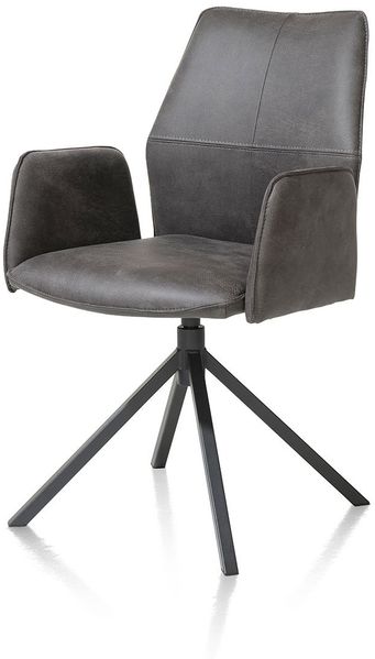 Armlehnenstuhl Franky, Leder, Mikrofaser, Schwarz, 49 x 91 x 64 cm