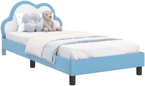 vidaXL Kinderbettgestell mit Kopfteil mit Kopfteil Blau 90x190 cm PU 42011182