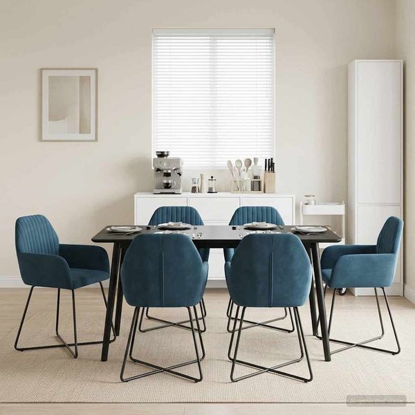 vidaXL Esszimmerstühle 6 pcs Samt (V) Blau 55 x 50 x 84 cm 3428390