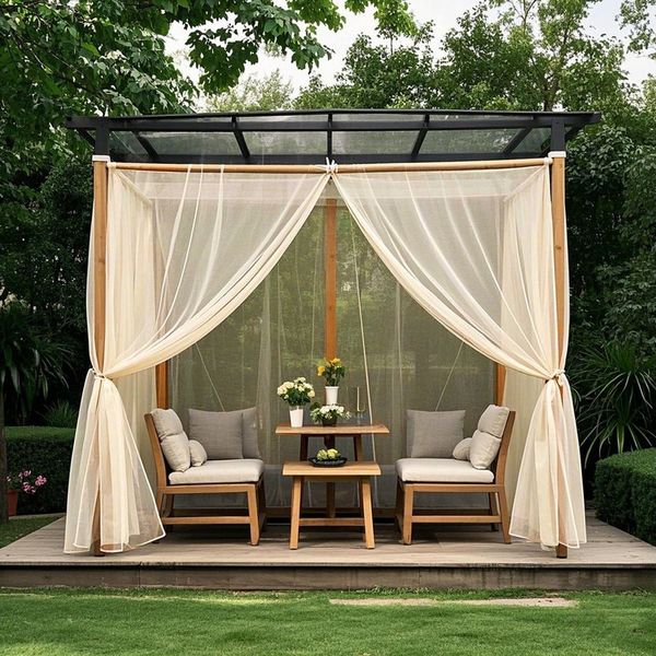 LMaxhome Outdoorvorhang Moskitonetz DIY Verstellbare Vorhang mit Stangentasche, insektenschutz, (1 St), lichtstreuend, 6 Farben, 160 cm x 213/305 cm, für Terrasse & Pavillon