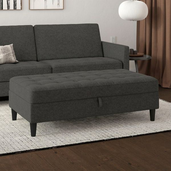 Dorel Home Stauraumhocker Presley, Polsterhocker mit Stauraum, frei im Raum stellbar, Sitzhöhe 43 cm