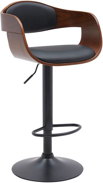 CLP Barhocker Kingston höhenverstellbar drehbar mit schwarzem Metallgestell,walnuss/schwarz Kunstleder