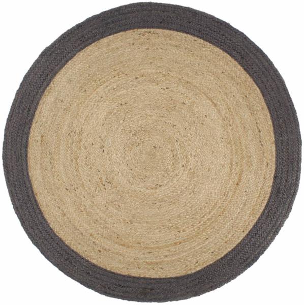 vidaXL Teppich Handgefertigt Jute mit Dunkelgrauem Rand 180 cm 343605