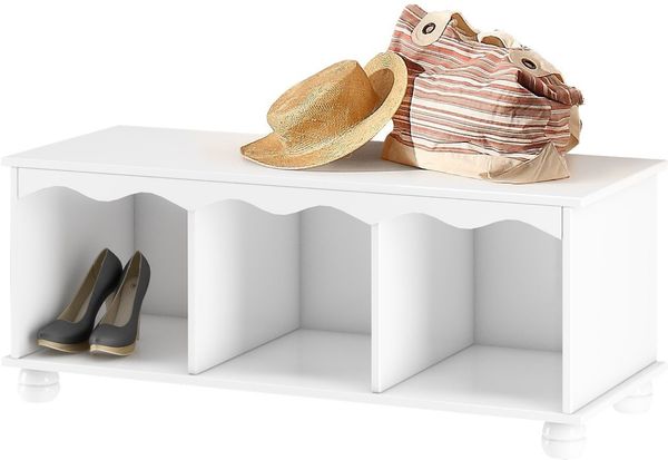 loft24 Schuhbank Neo, Flurbank, Dielenbank mit 3 Fächern, Kiefer Massivholz, SItzhöhe 40 cm Bild 2