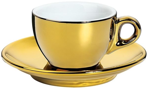Espressotasse Mokkatasse Tasse Untertasse dickwandig cilio ROMA gold 215267