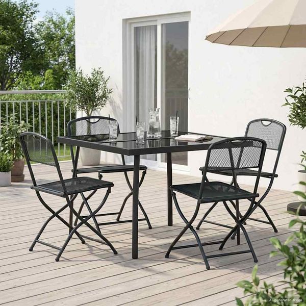 vidaXL Gartenmöbel Set 5 pcs Anthrazit Eisen und Stahl 3422895